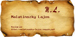 Malatinszky Lajos névjegykártya